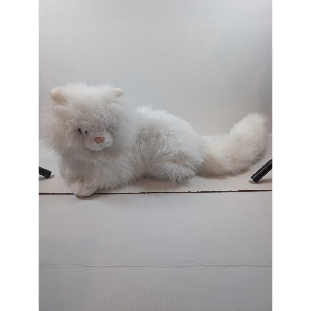 Vtg RUSS Berrie Nikki White Persian Cat Plush Stuff Animal Long Hair Green Eyes